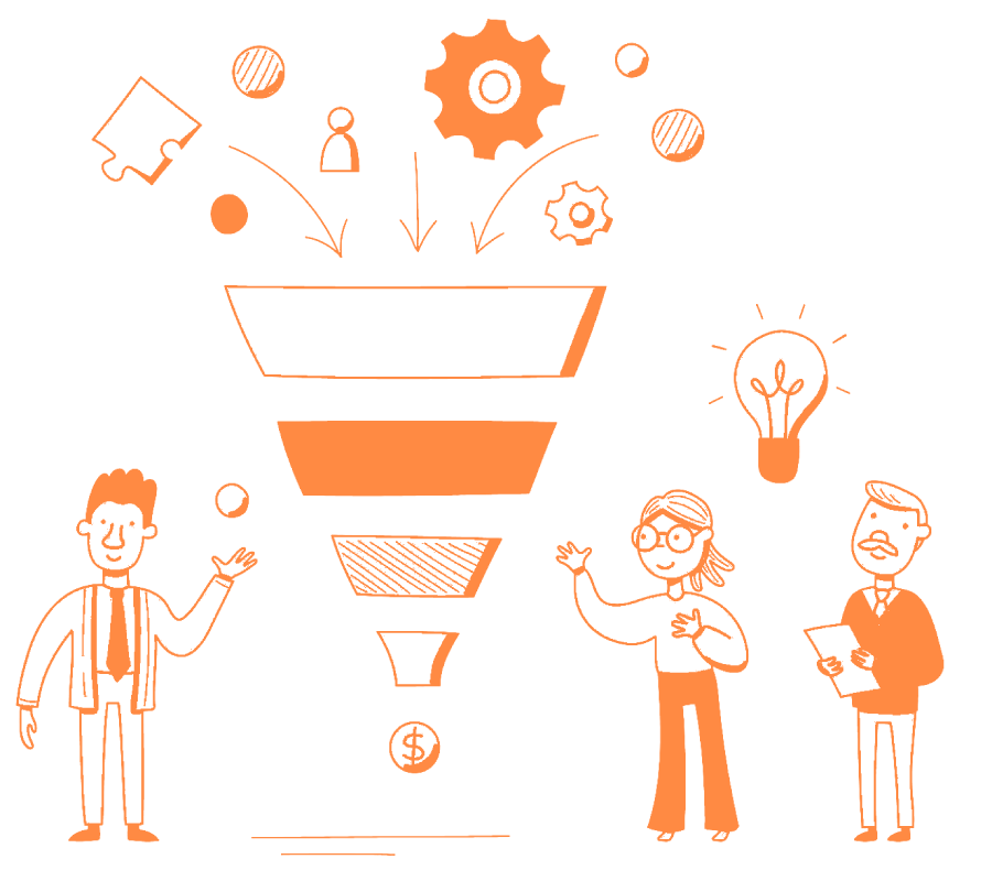 business funnel concept with people sales funnel vector doodle illustration internet marketing strategy diagram online customer traffic management 107791 9513