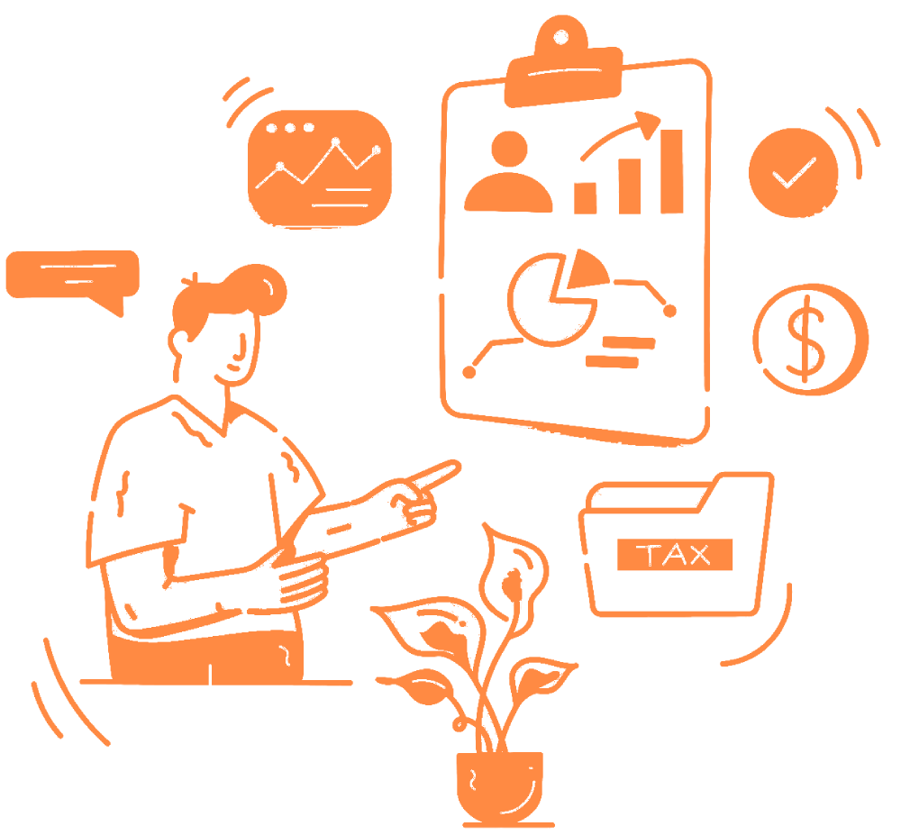 business report denoting tax paperwork coconut hand drawn illustration 203633 4663